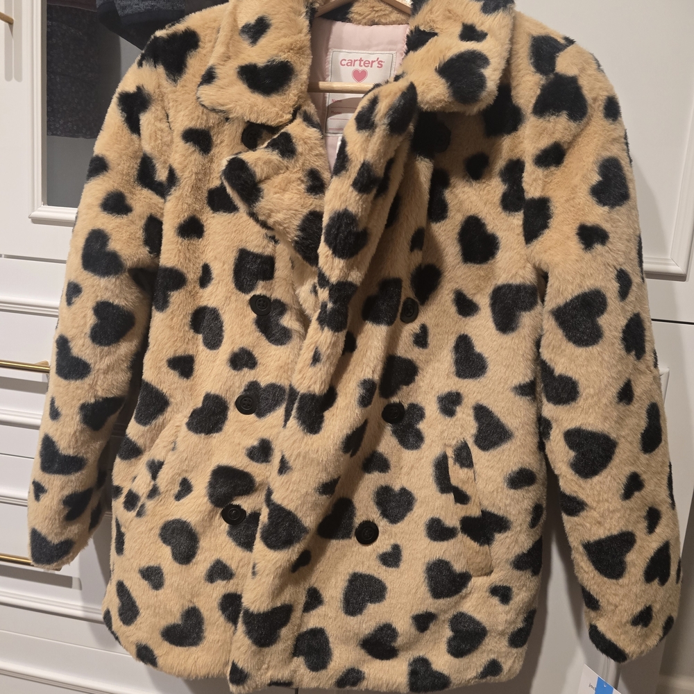 Carter's Tan and Black Heart Pea Coat